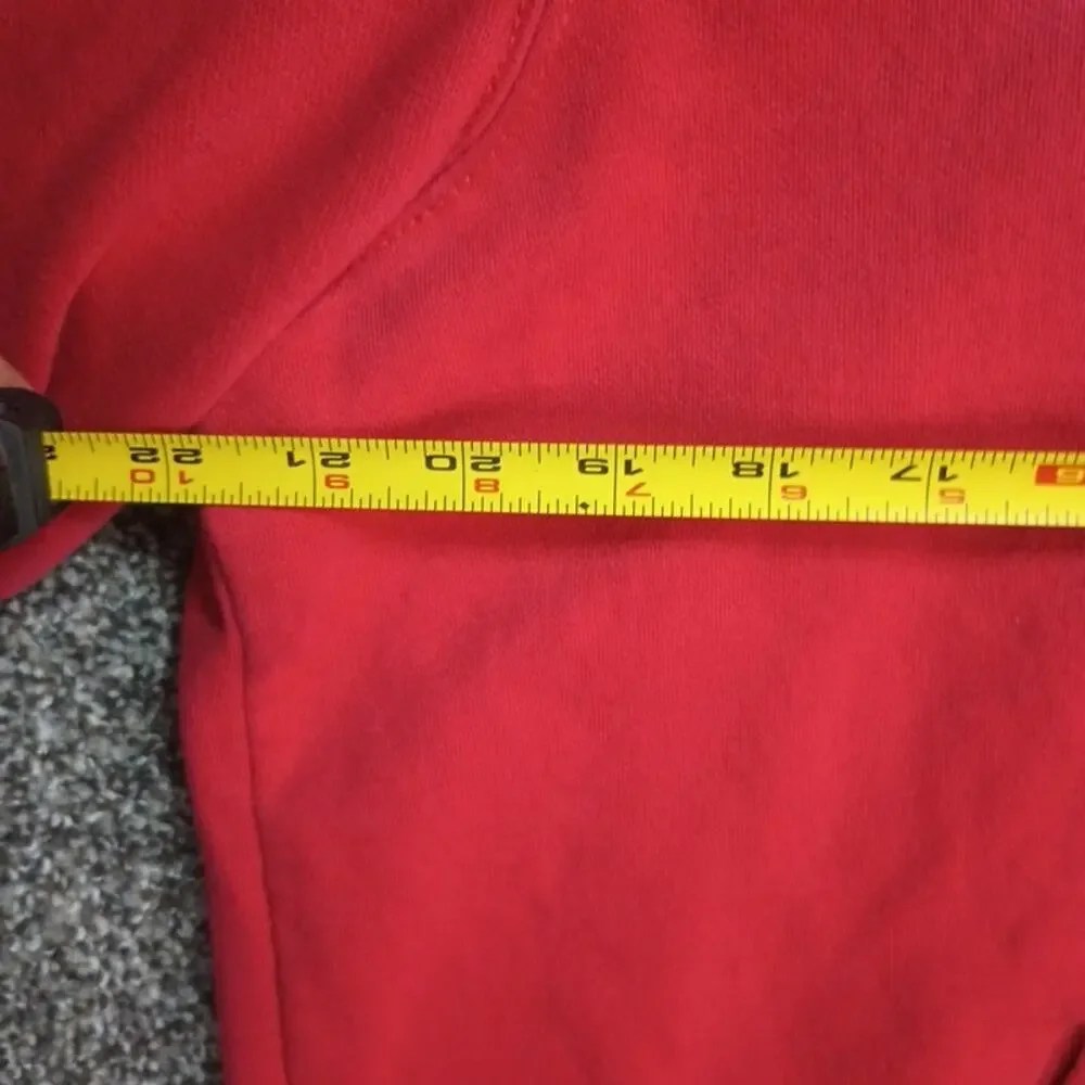 The North Face Red White Big Logo Hoodie Mens Medium Pullover Drawstring Cotton